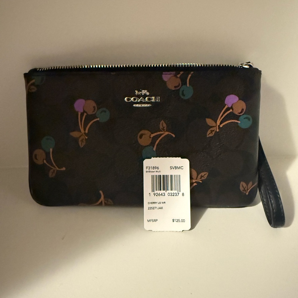 Coach Black Wristlet with Floral Accents